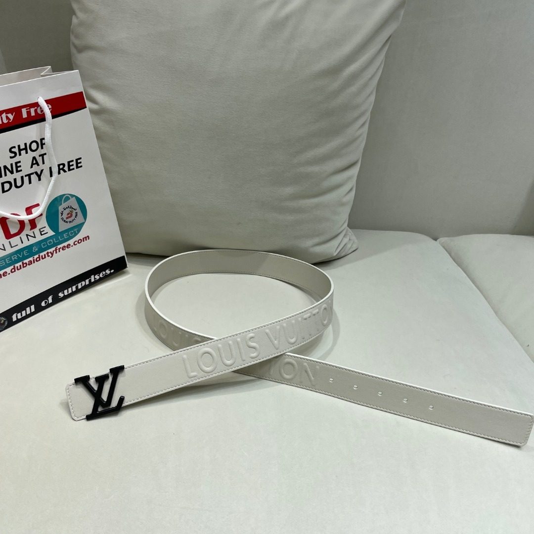 Louis Vuitton LV Initiales White Leather Belt