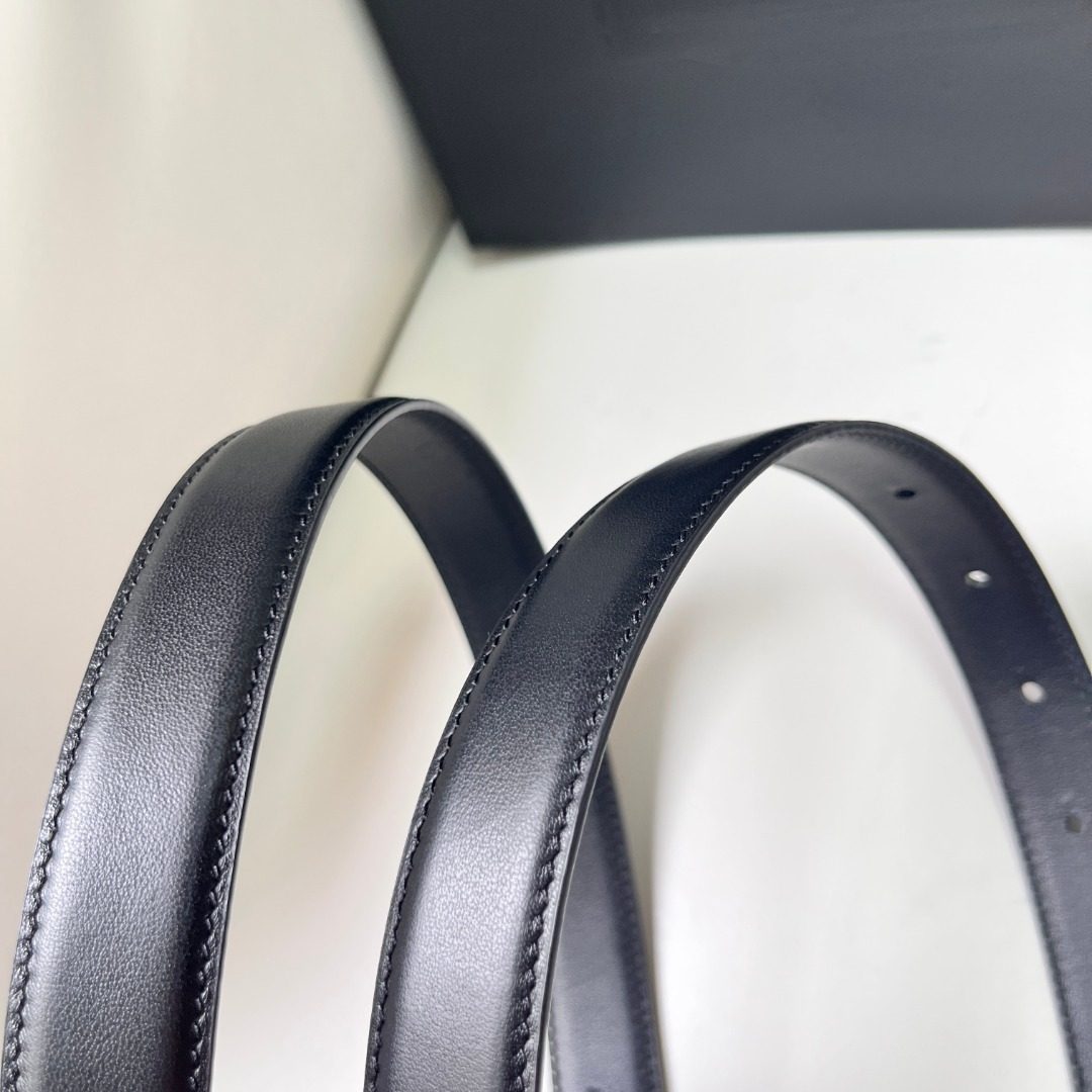 Saint Laurent Leather Belt with YSL Buckle