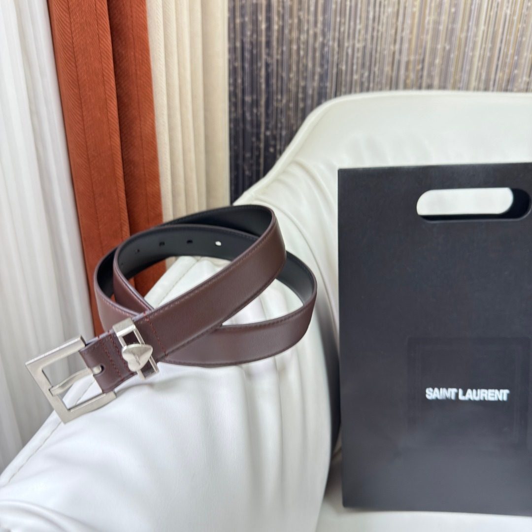 Saint Laurent Leather Belt Brown