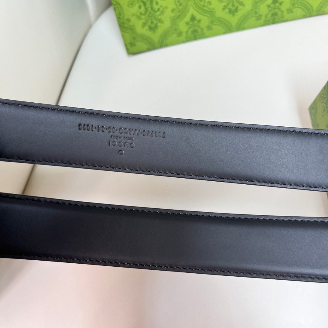 Gucci Leather Belt with Gold Buckle
