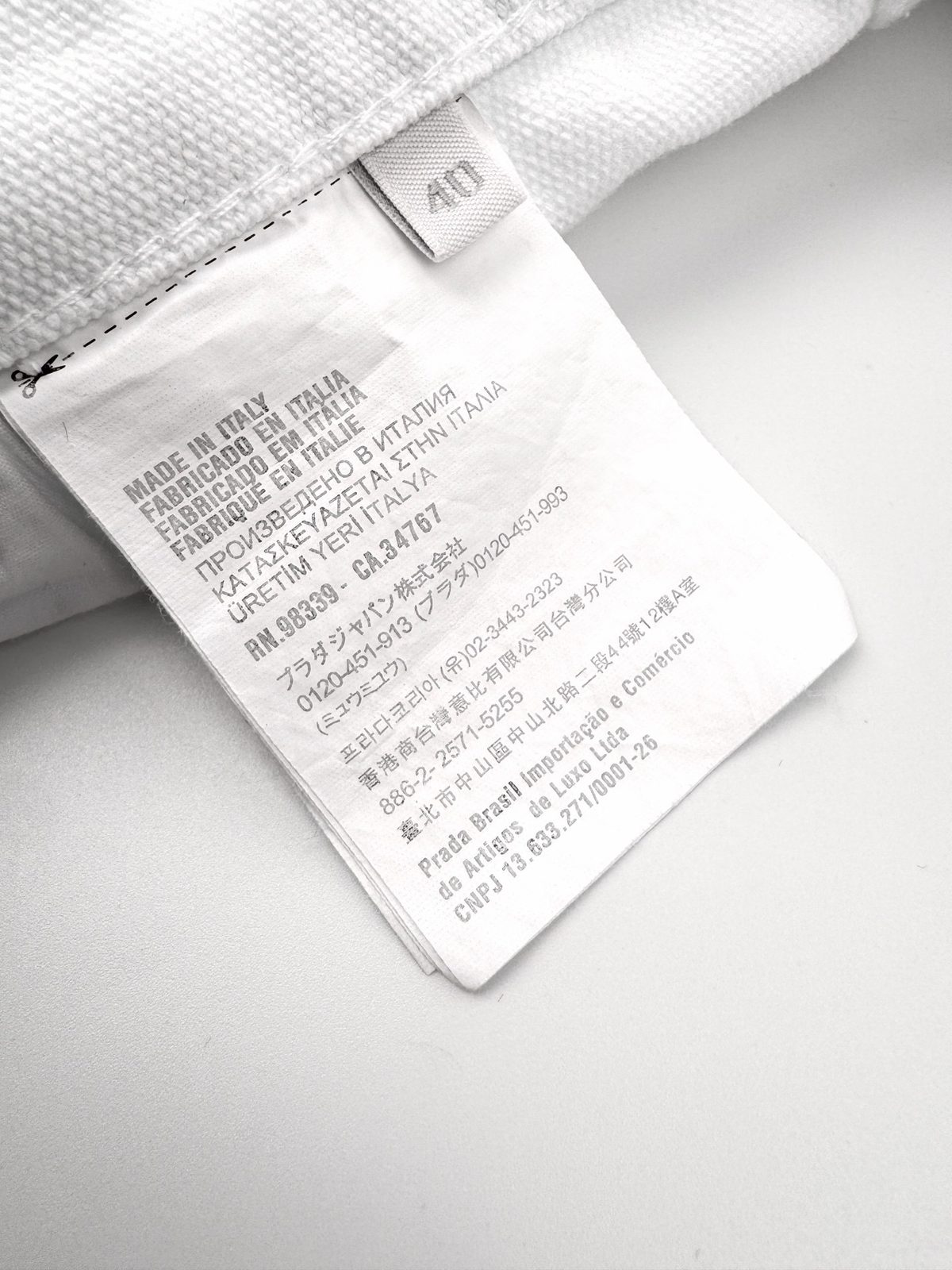 Prada Triangle Logo White Cargo Pants