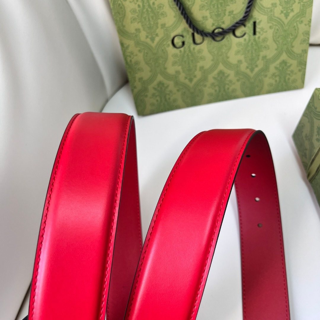 Gucci GG Marmont Leather Belt Red