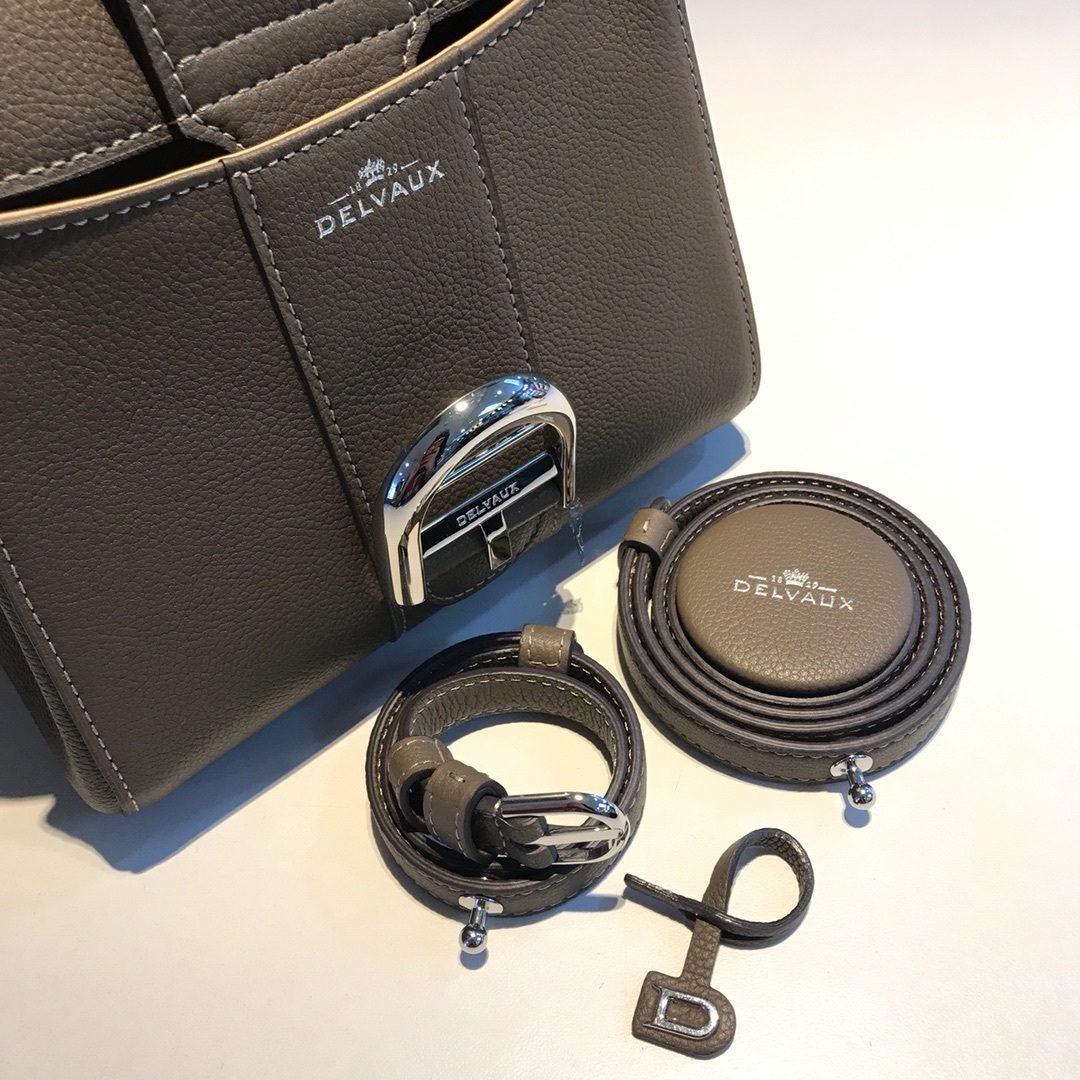Delvaux Leather Crossbody Bag Taupe