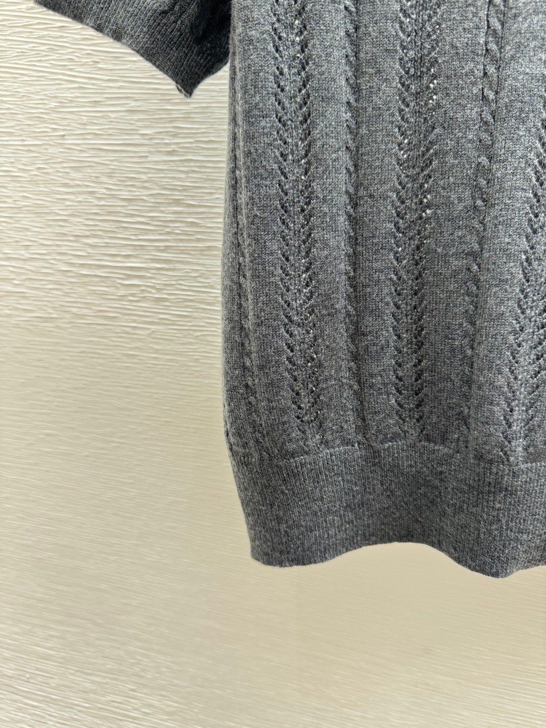 Gray Cable Knit Crewneck Sweater