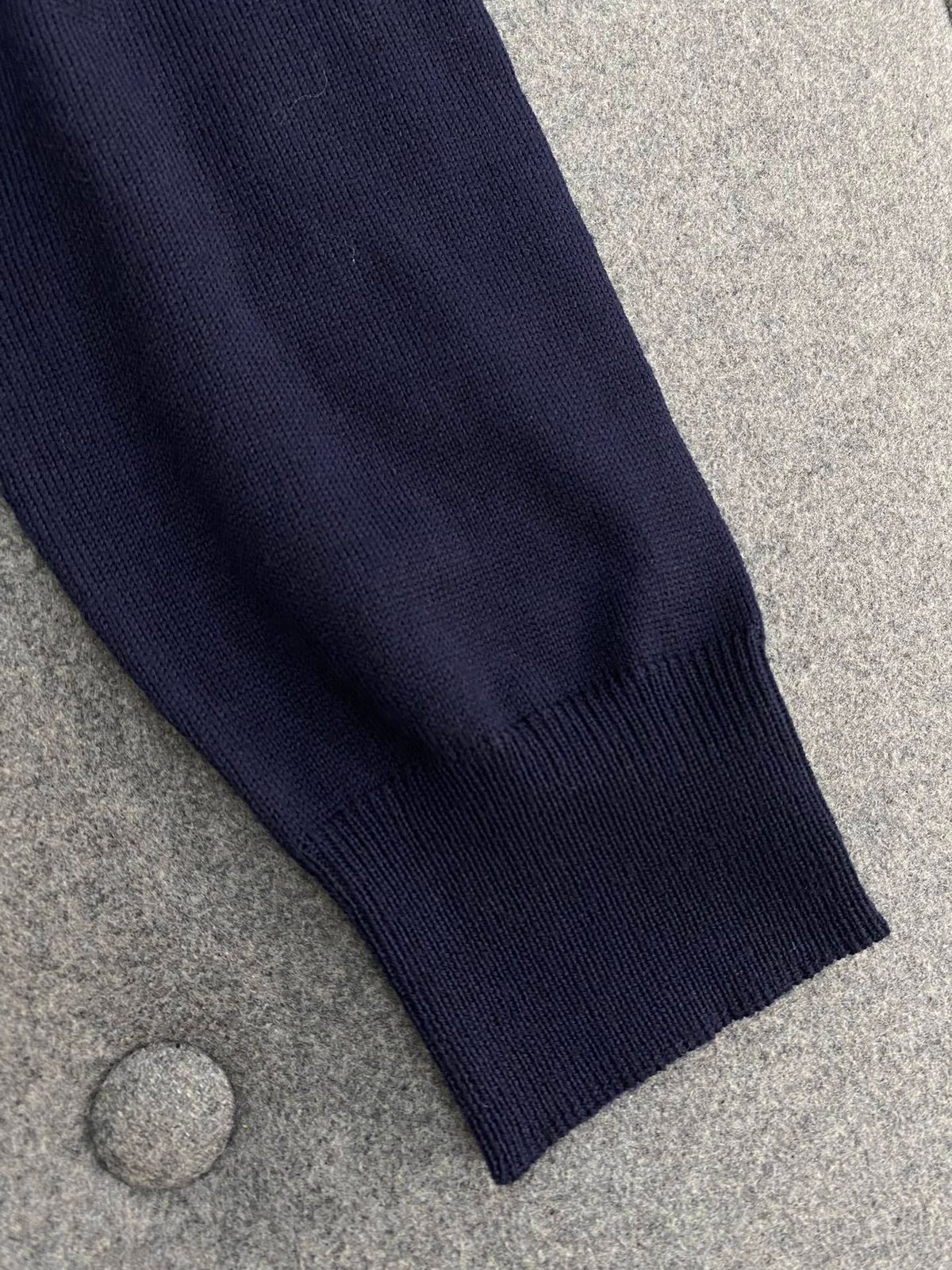 Dark Navy Knit Polo Collar Sweater