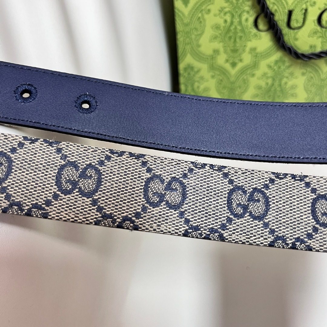 Gucci GG Monogram Canvas Belt with Double G Buckle