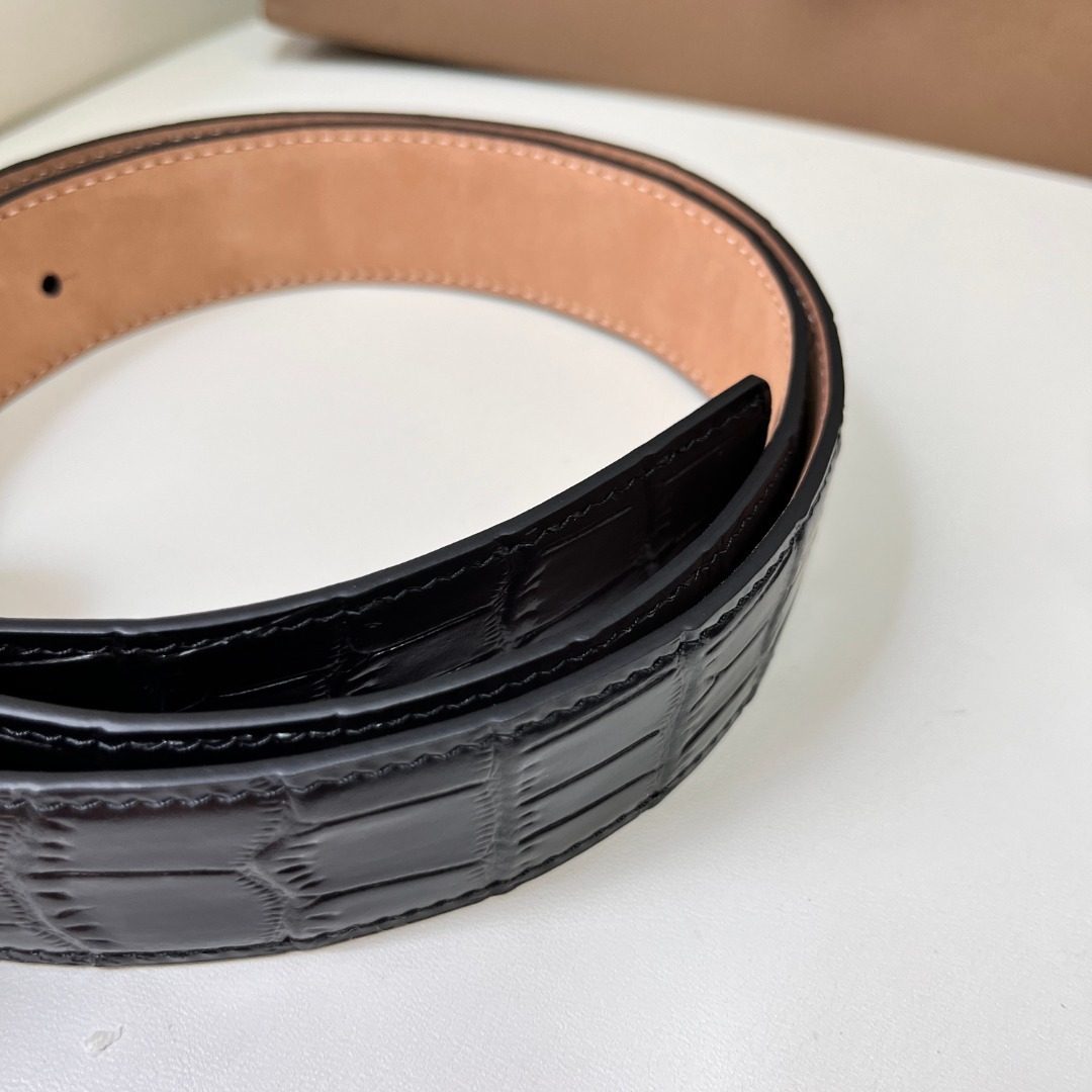 Luxury Crocodile Embossed Leather Belt