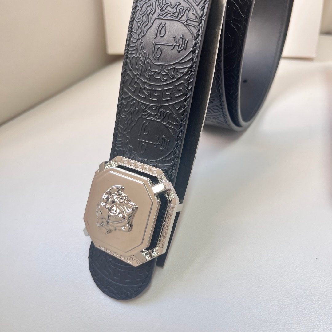 Versace Medusa Embossed Leather Belt