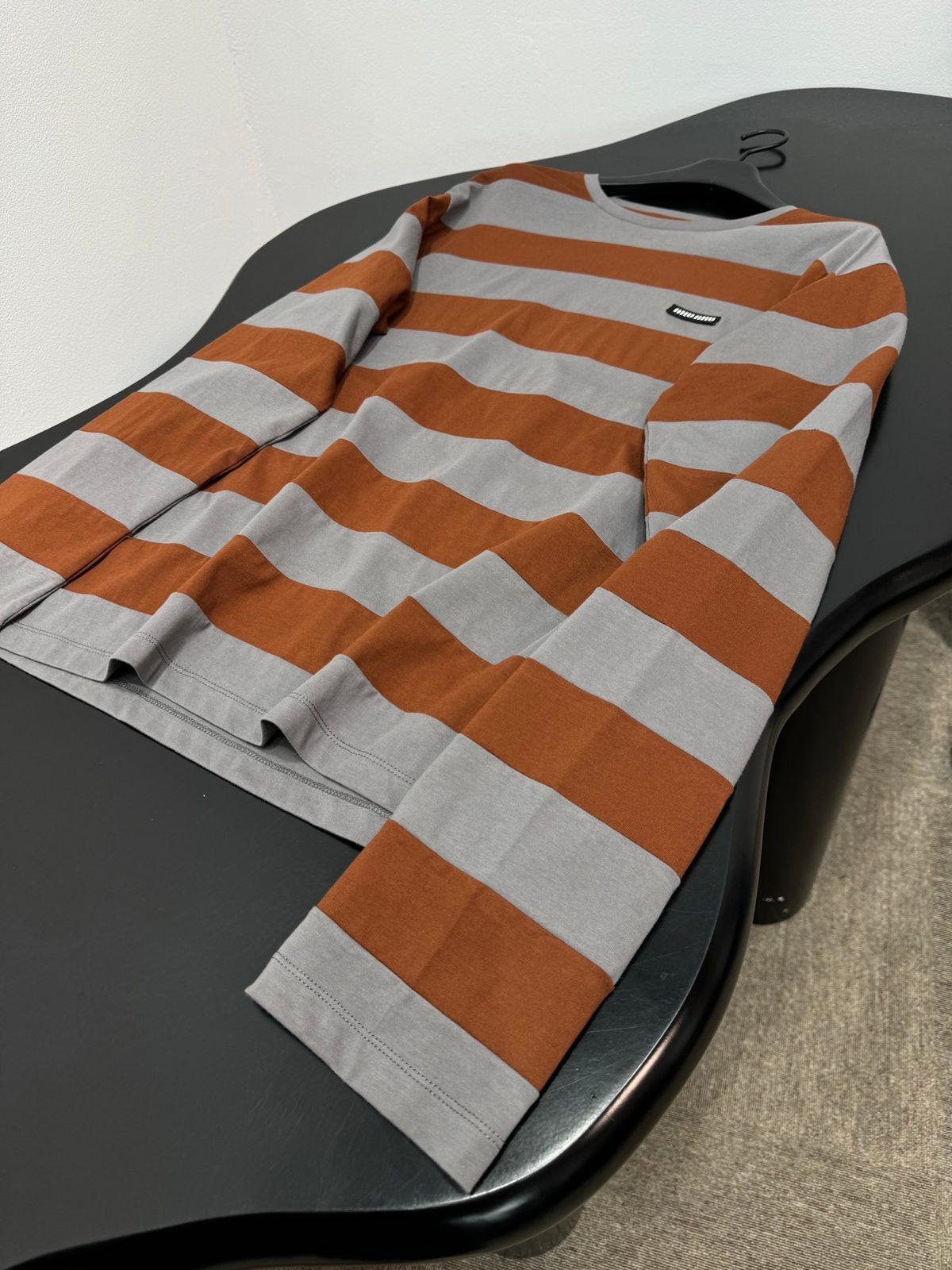 Striped Crewneck Sweatshirt Orange Gray