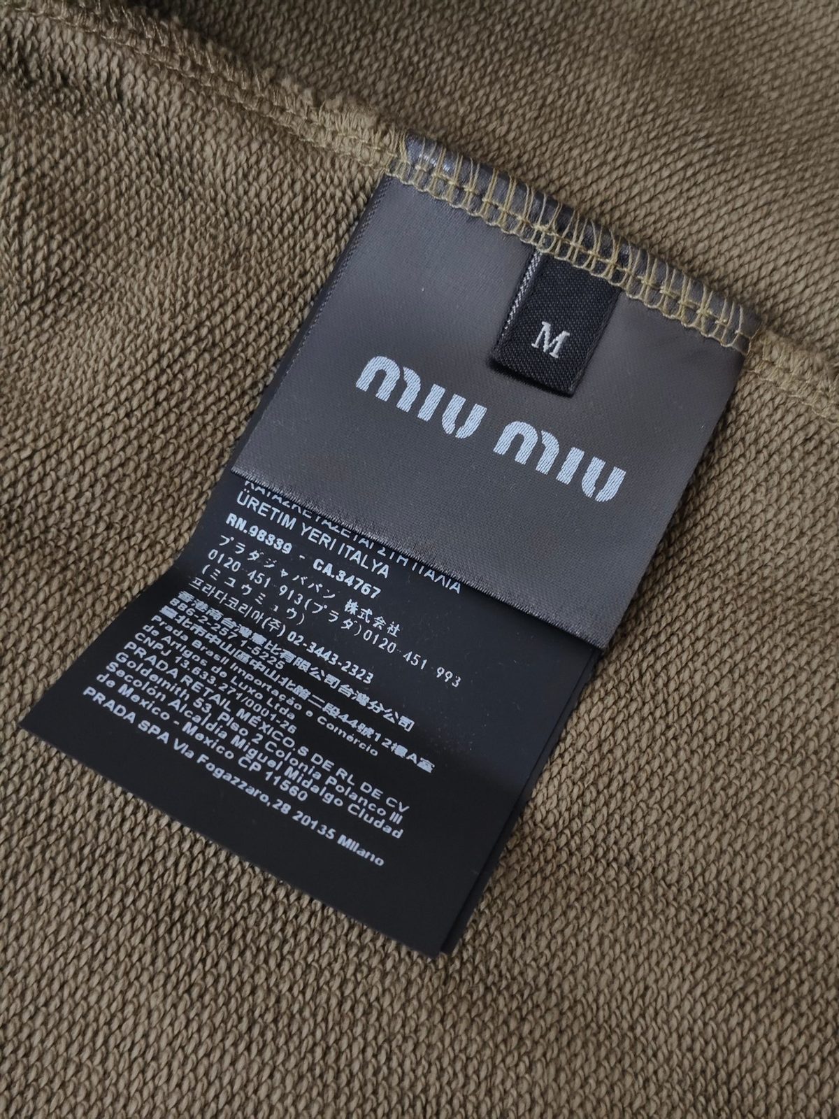 Miu Miu Olive Hooded Zip Sweatshirt