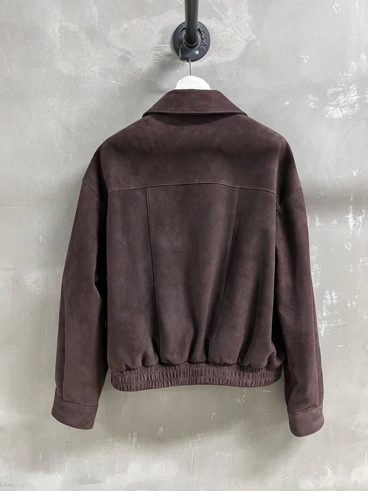 Brown Suede Collared Bomber Jacket