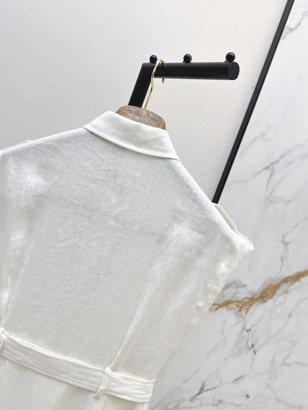 Sleeveless Linen Shirt Dress with Belt