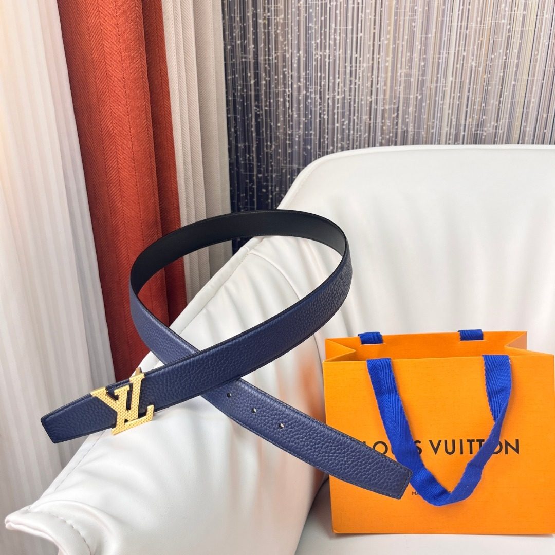 Louis Vuitton Initials Navy Leather Belt