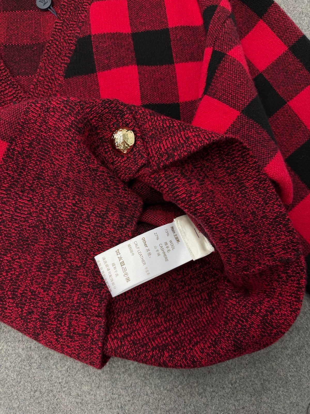 Burberry Men's Red Buffalo Check Wool Shirt