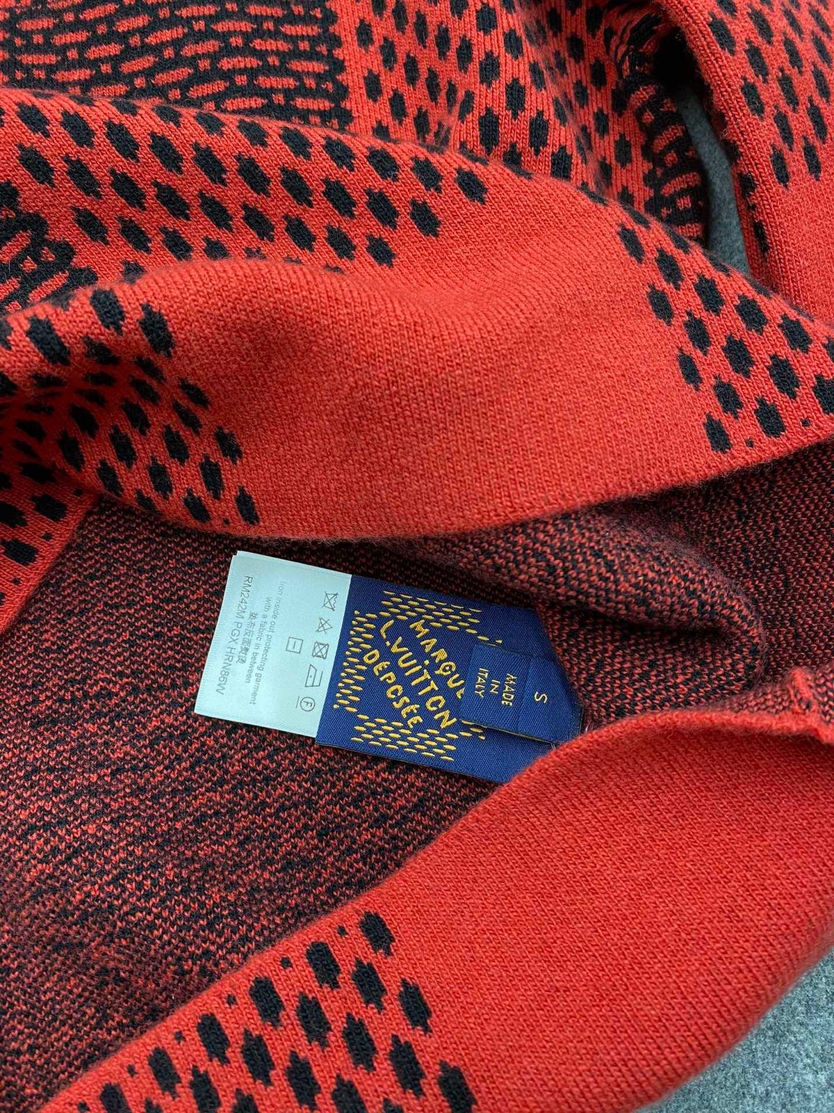 Angel Chen Red and Black Patterned Crewneck Sweater