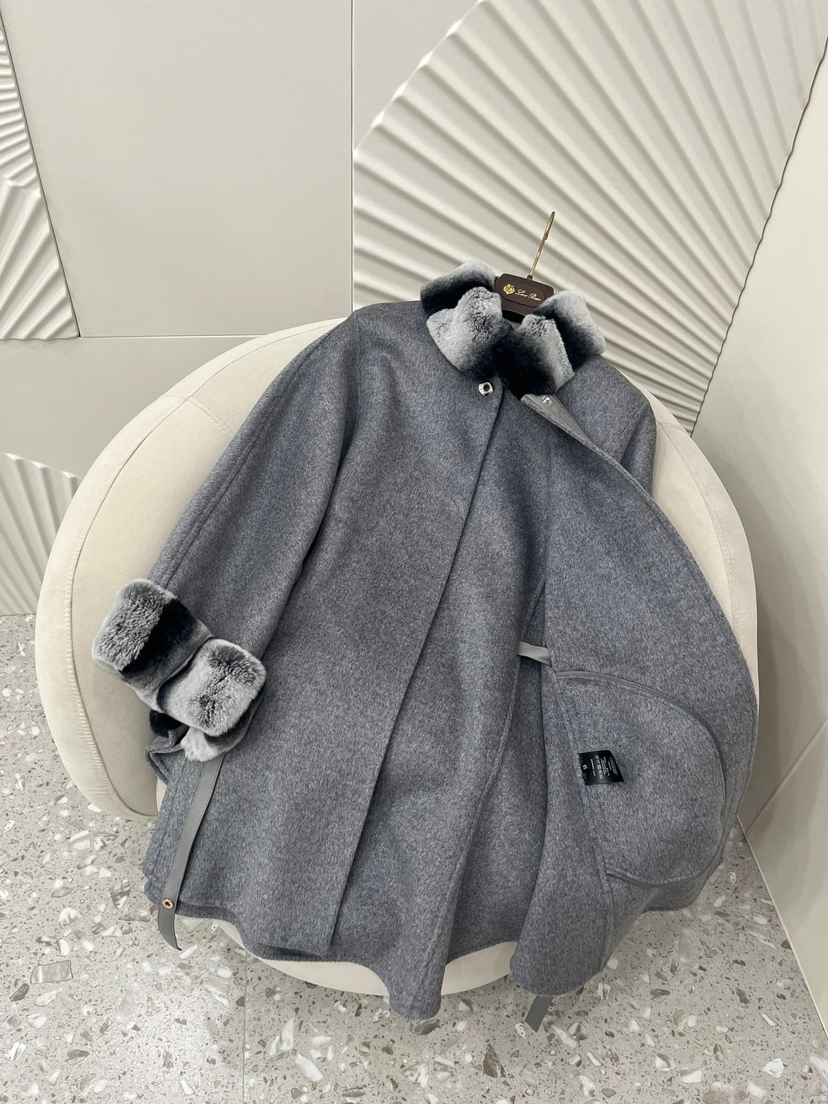 Luxury Wool Coat with Fur Trim Collar