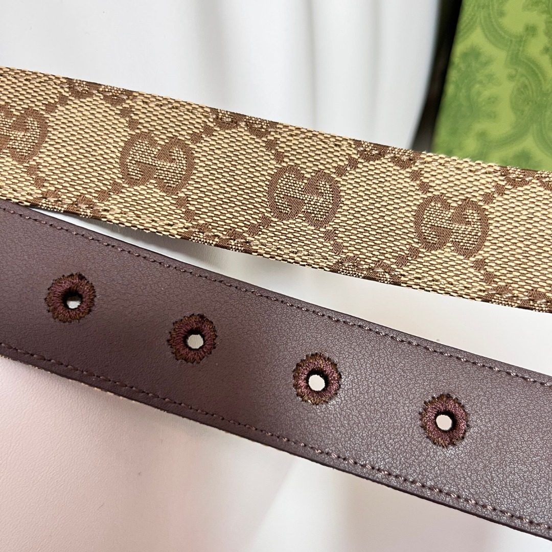 Gucci GG Monogram Canvas Leather Belt