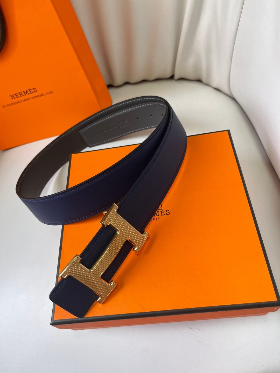 Hermès H Buckle Reversible Leather Belt