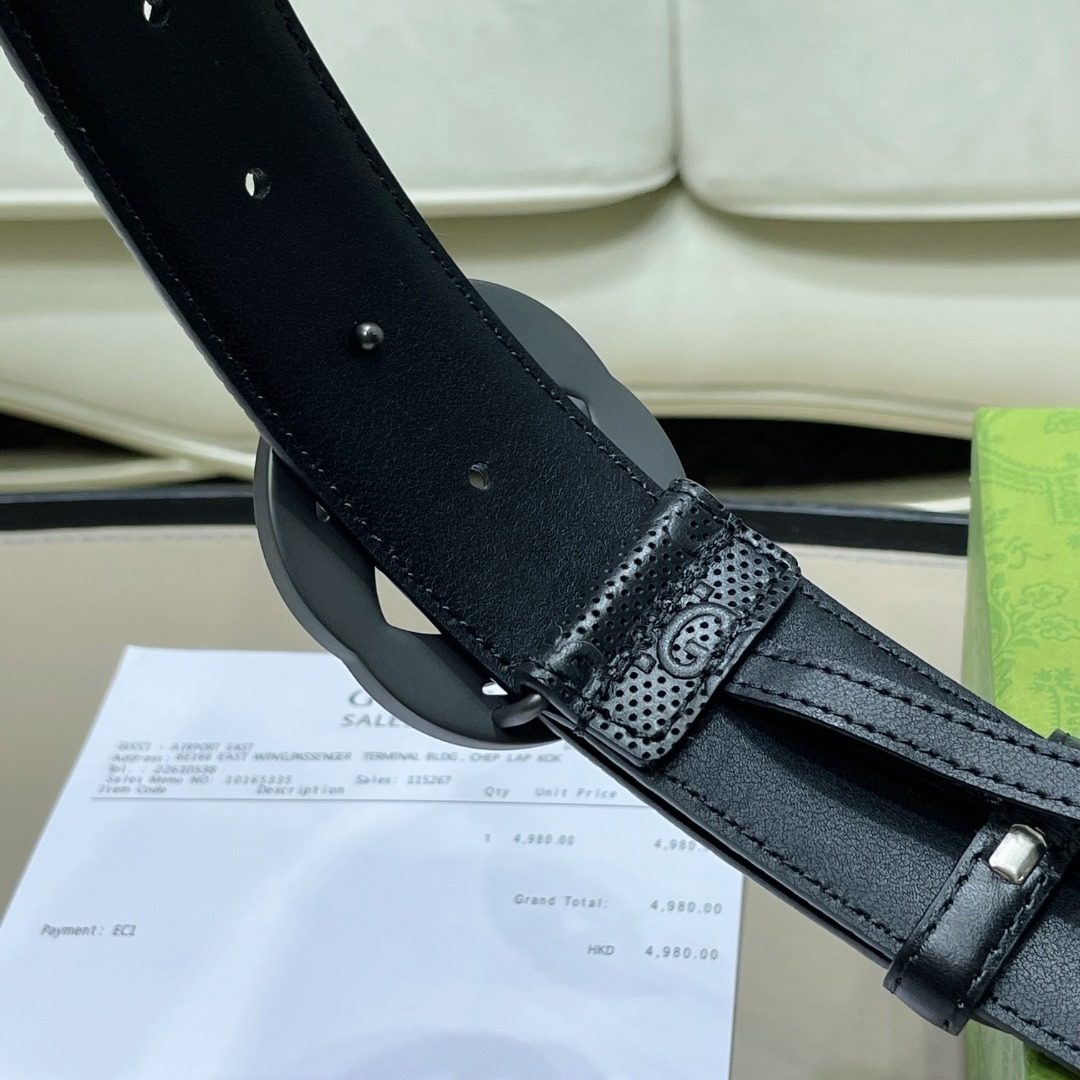 Gucci GG Perforated Leather Belt