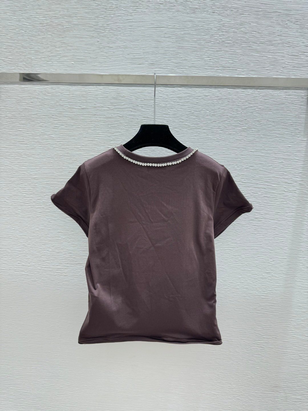 Prada Rhinestone-Trim Crewneck T-Shirt