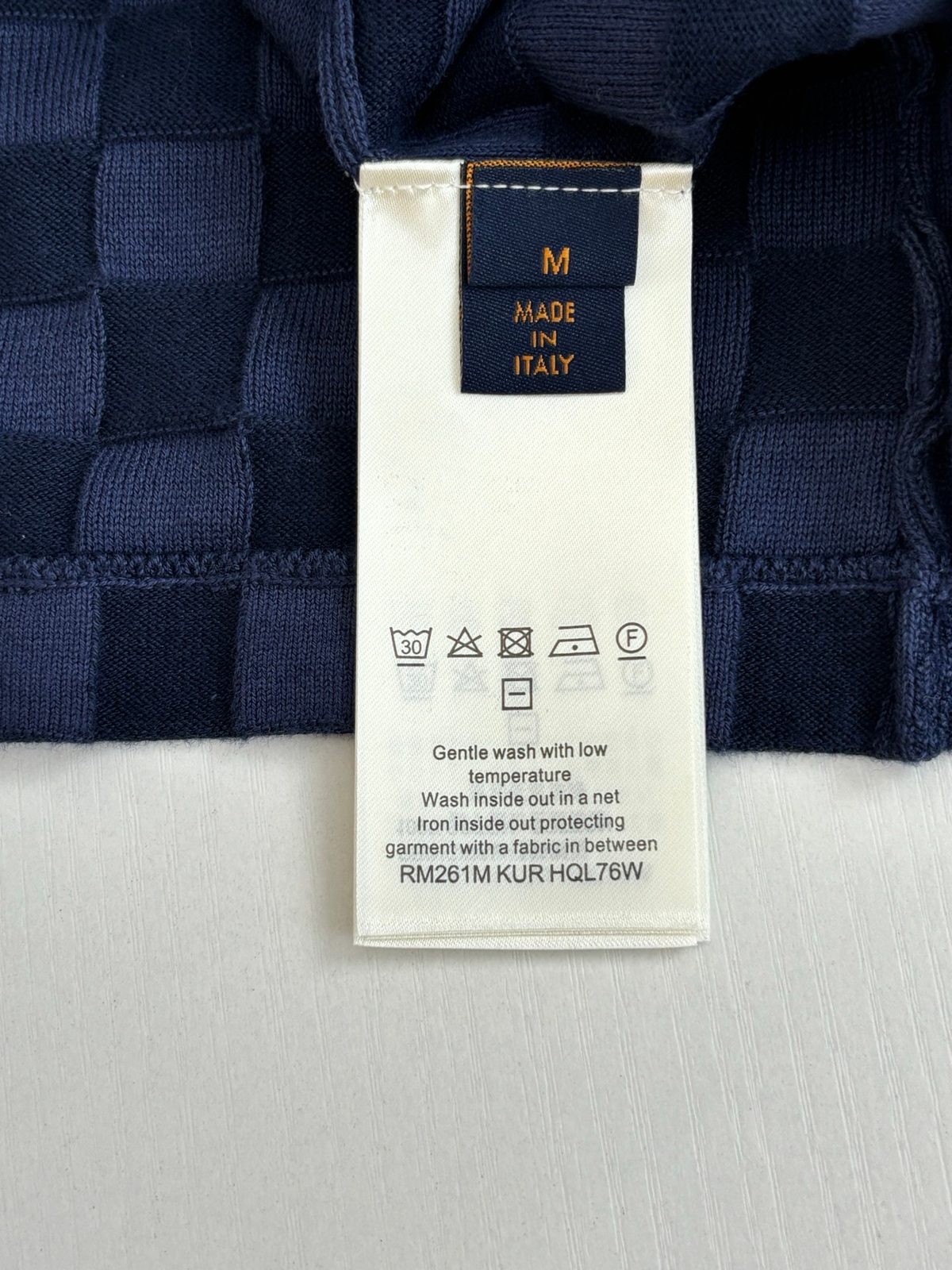 Designer Checkered Crewneck T-Shirt Navy