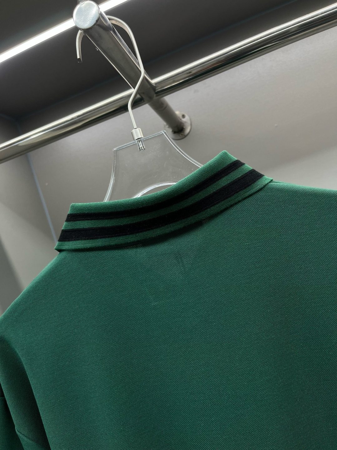 Burberry Striped Collar Polo Shirt Green