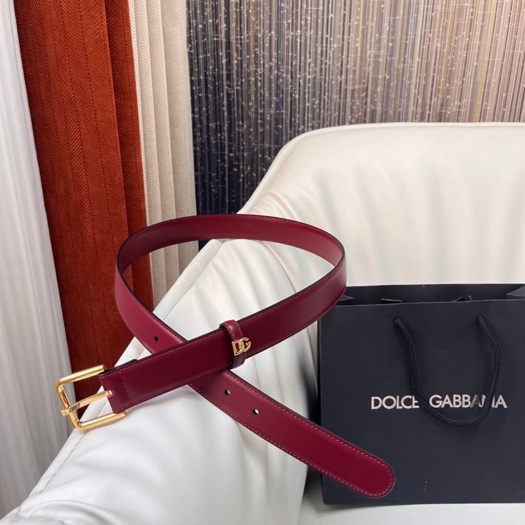 Dolce & Gabbana Burgundy Leather Belt