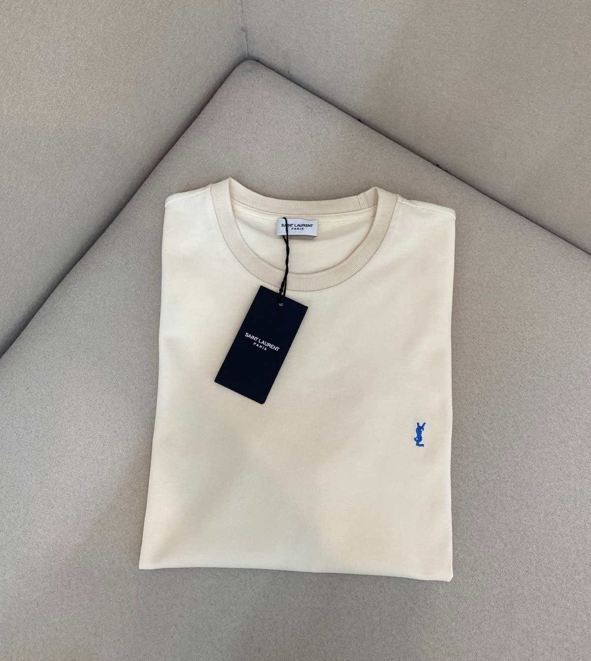 Saint Laurent Logo Embroidered Crewneck T-Shirt