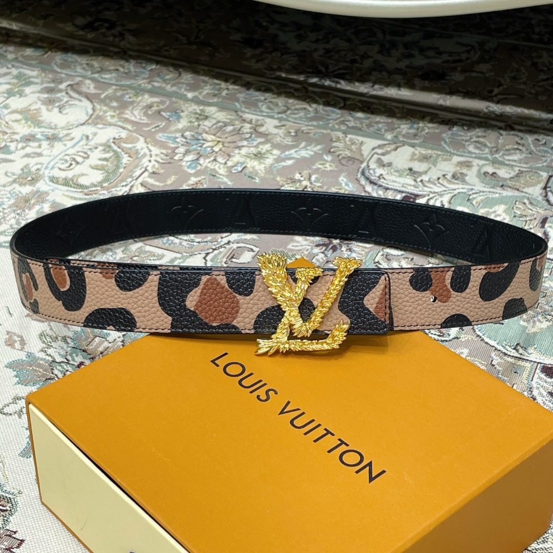 Louis Vuitton Leopard Print Leather Belt