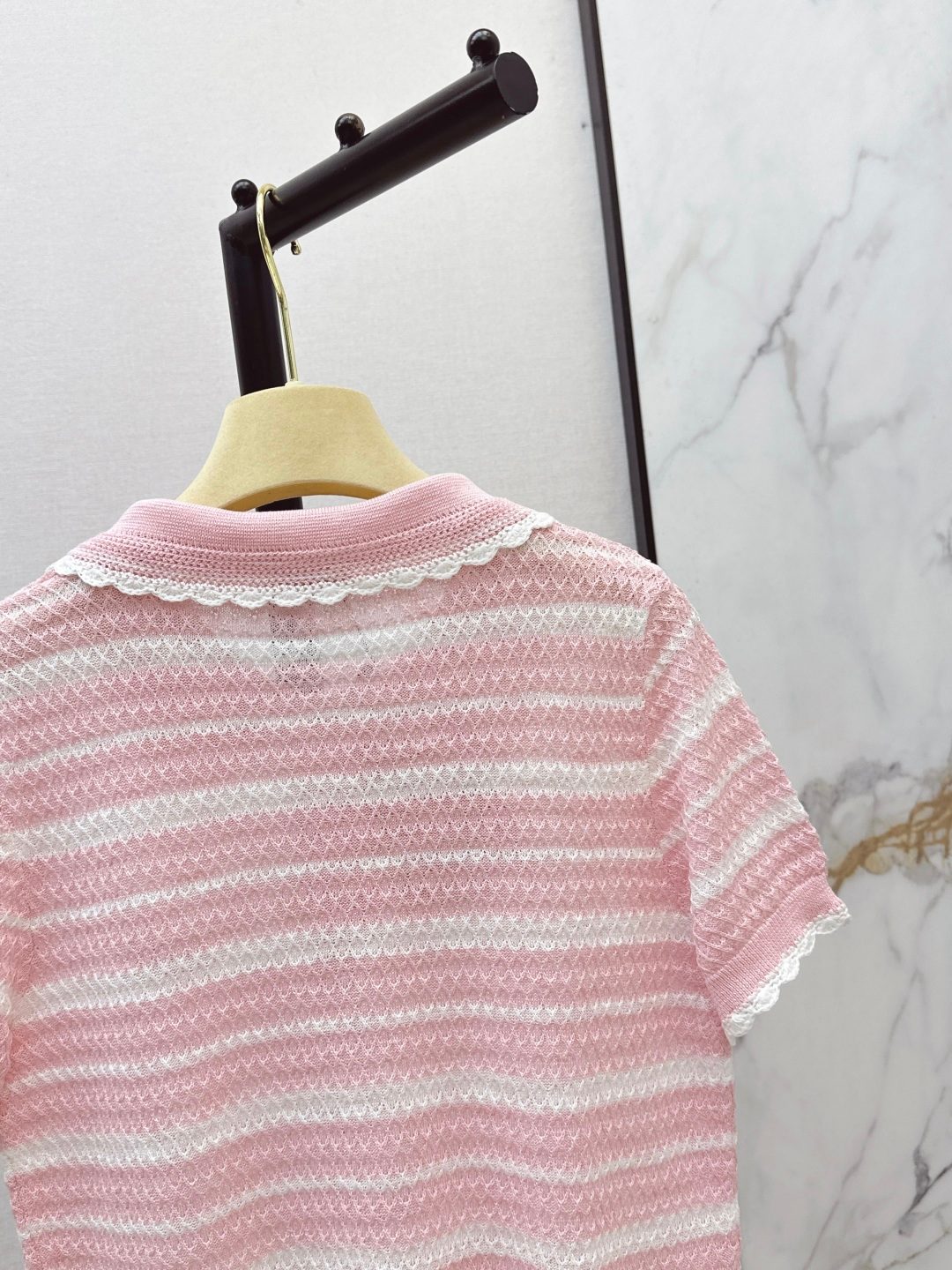 Miu Miu Striped Knit Polo Shirt
