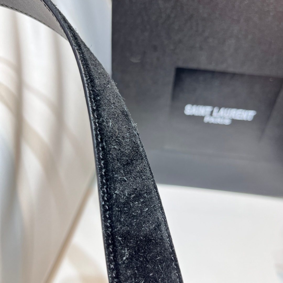 Saint Laurent Black Suede Leather Belt