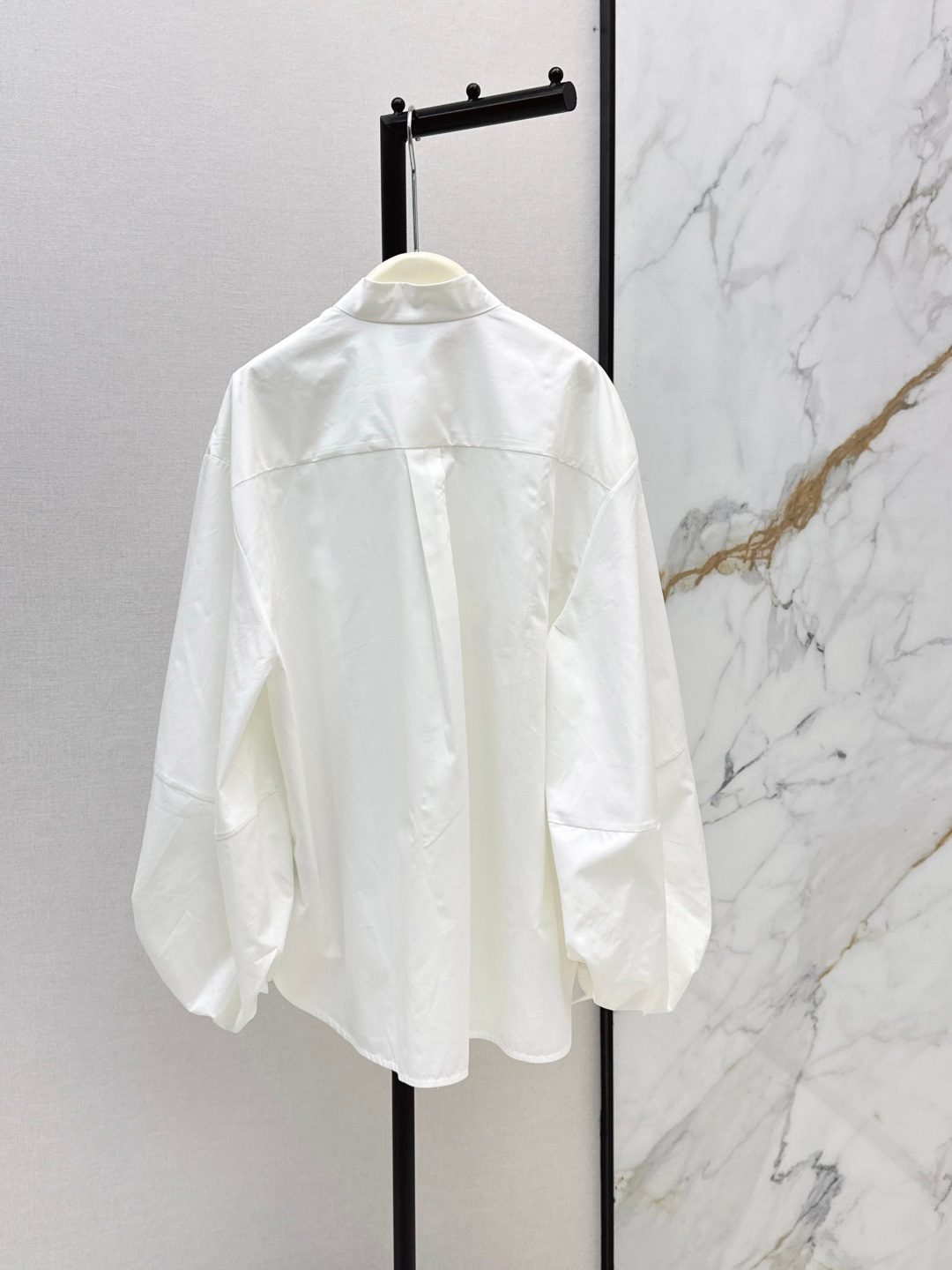 White Cotton Embroidered Wing Collar Shirt