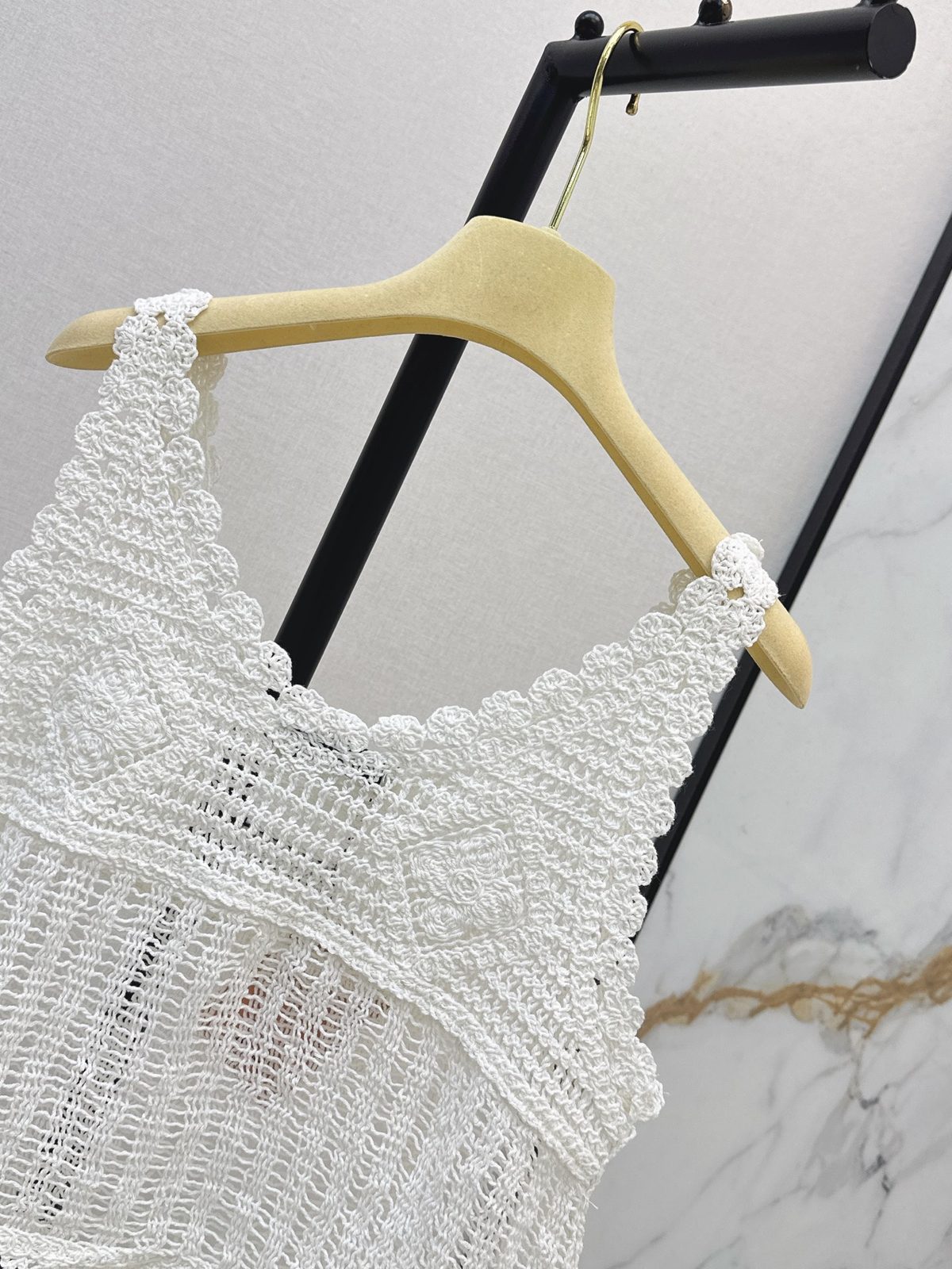 Miu Miu White Lace Knit Cropped Tank Top