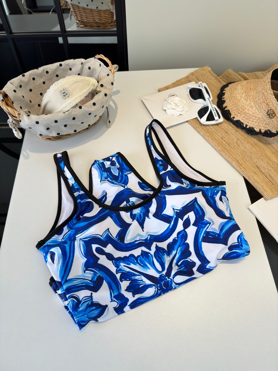 Dolce & Gabbana Blue Baroque Print Swimsuit