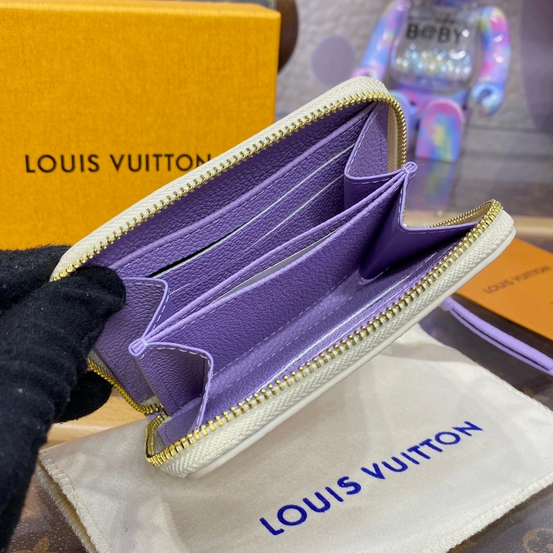 Louis Vuitton Clemence Leather Zippy Wallet Purple