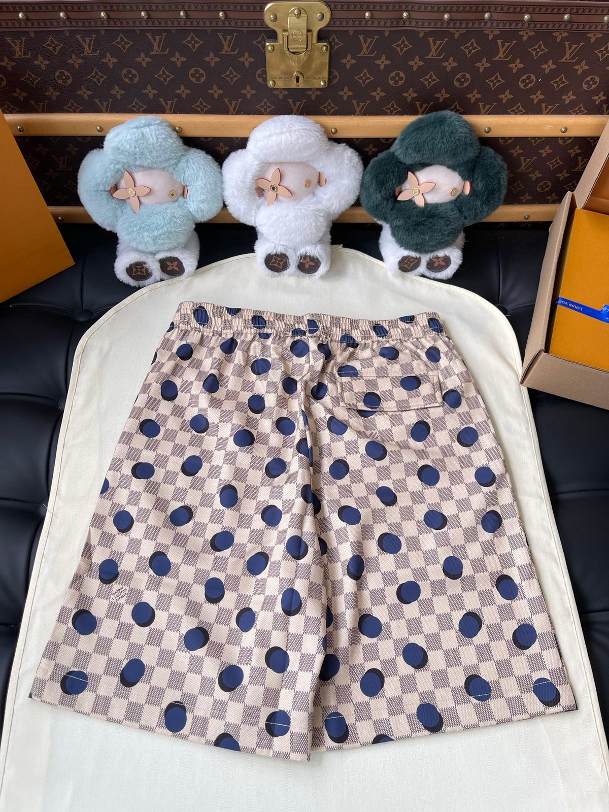Louis Vuitton Checkered Polka Dot Shirt and Shorts Set