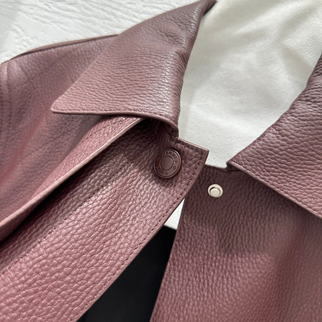 Hermès Leather Shirt Jacket Mauve