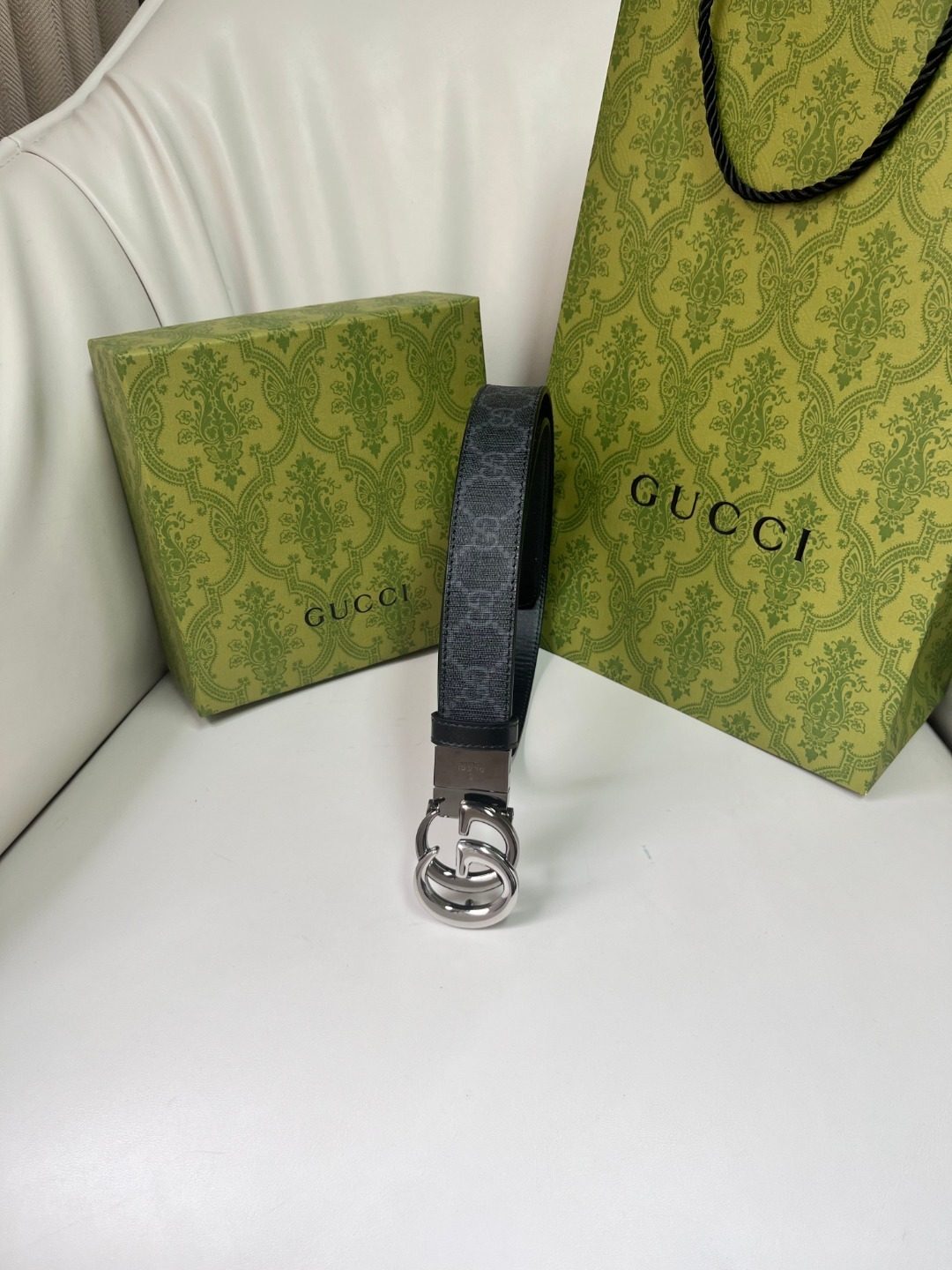 Gucci GG Damask Canvas Belt
