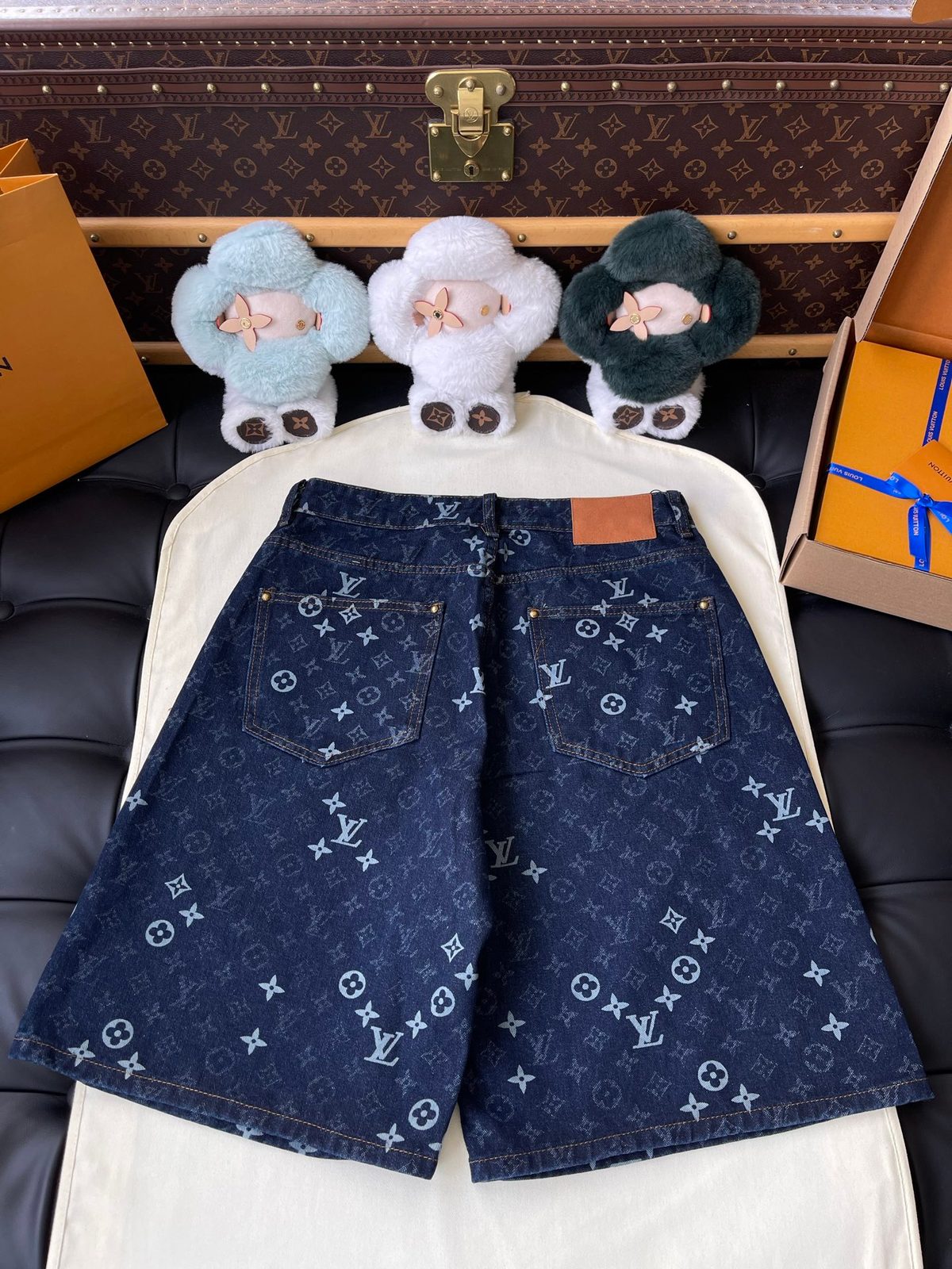 Louis Vuitton Monogram Denim Shirt and Shorts Set