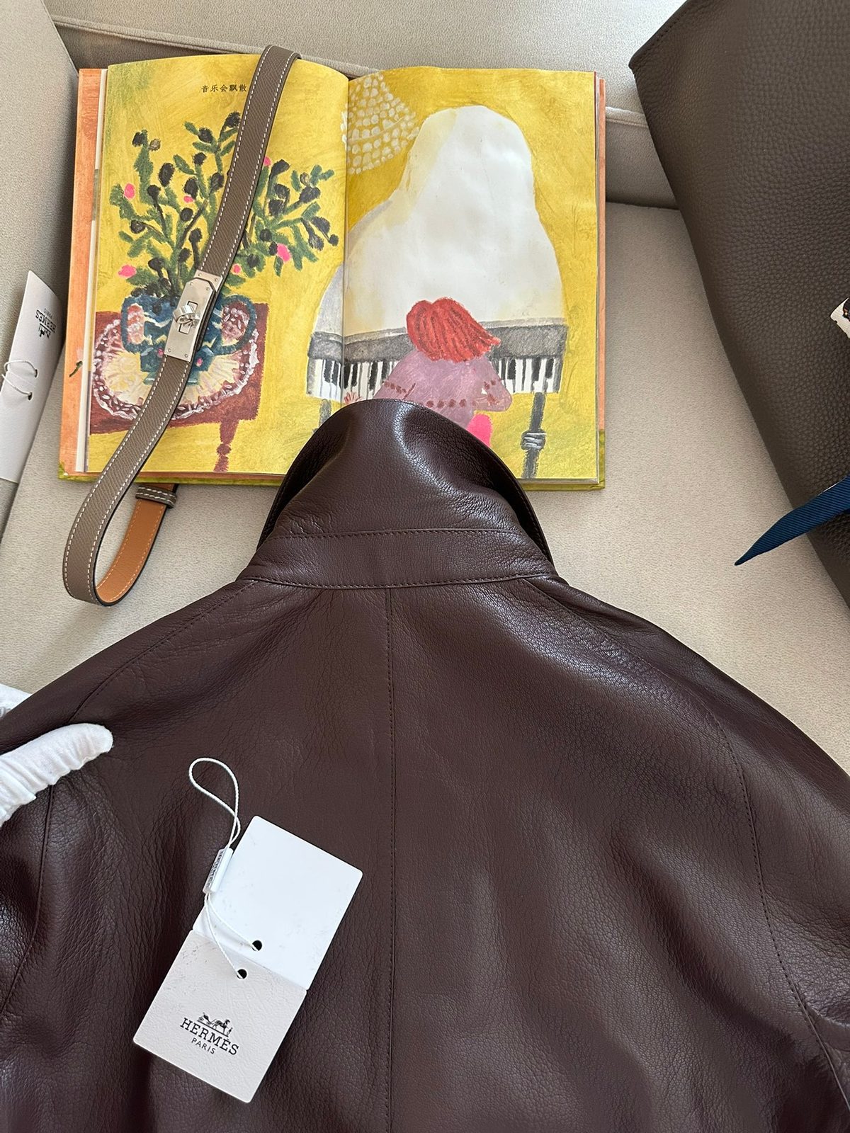 Hermès Brown Leather Bomber Jacket