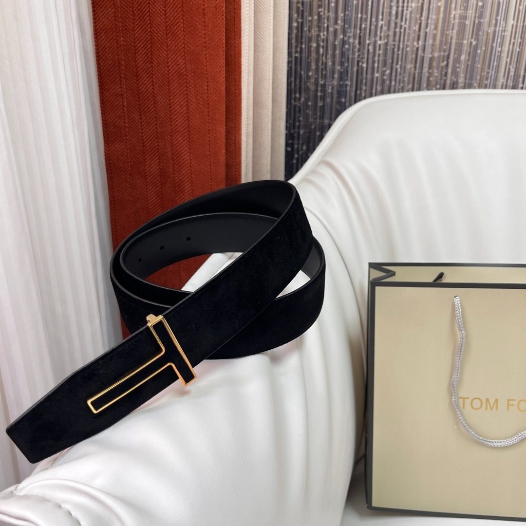 Tom Ford Black Suede Leather Belt