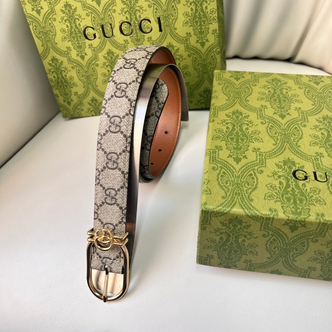 Gucci GG Canvas Leather Belt