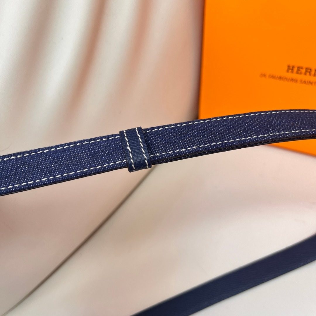 Hermès Navy Canvas Leather Shoulder Bag