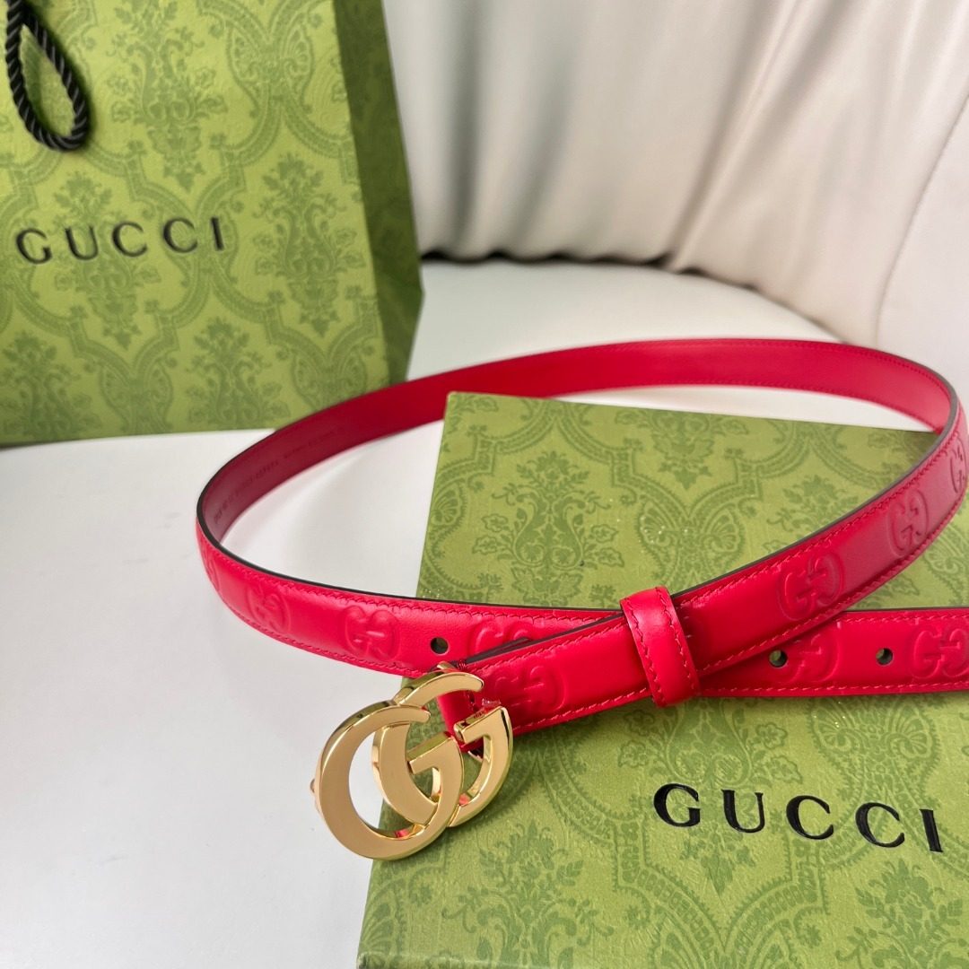 Gucci GG Marmont Red Leather Belt