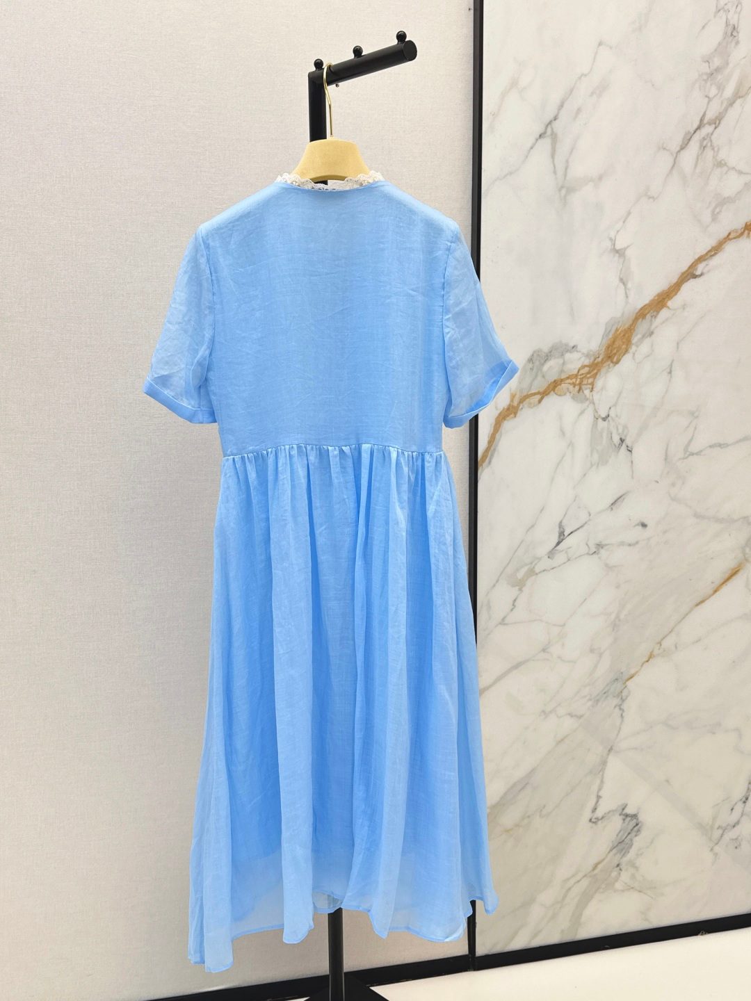 Miu Miu Light Blue Pleated Midi Dress