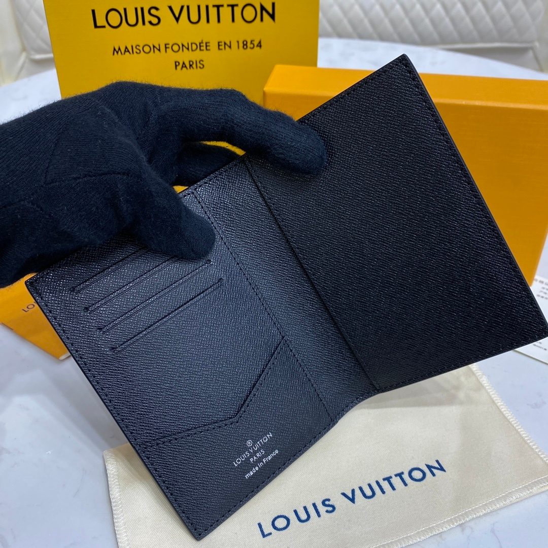 Louis Vuitton Navy Textured Leather Passport Cover