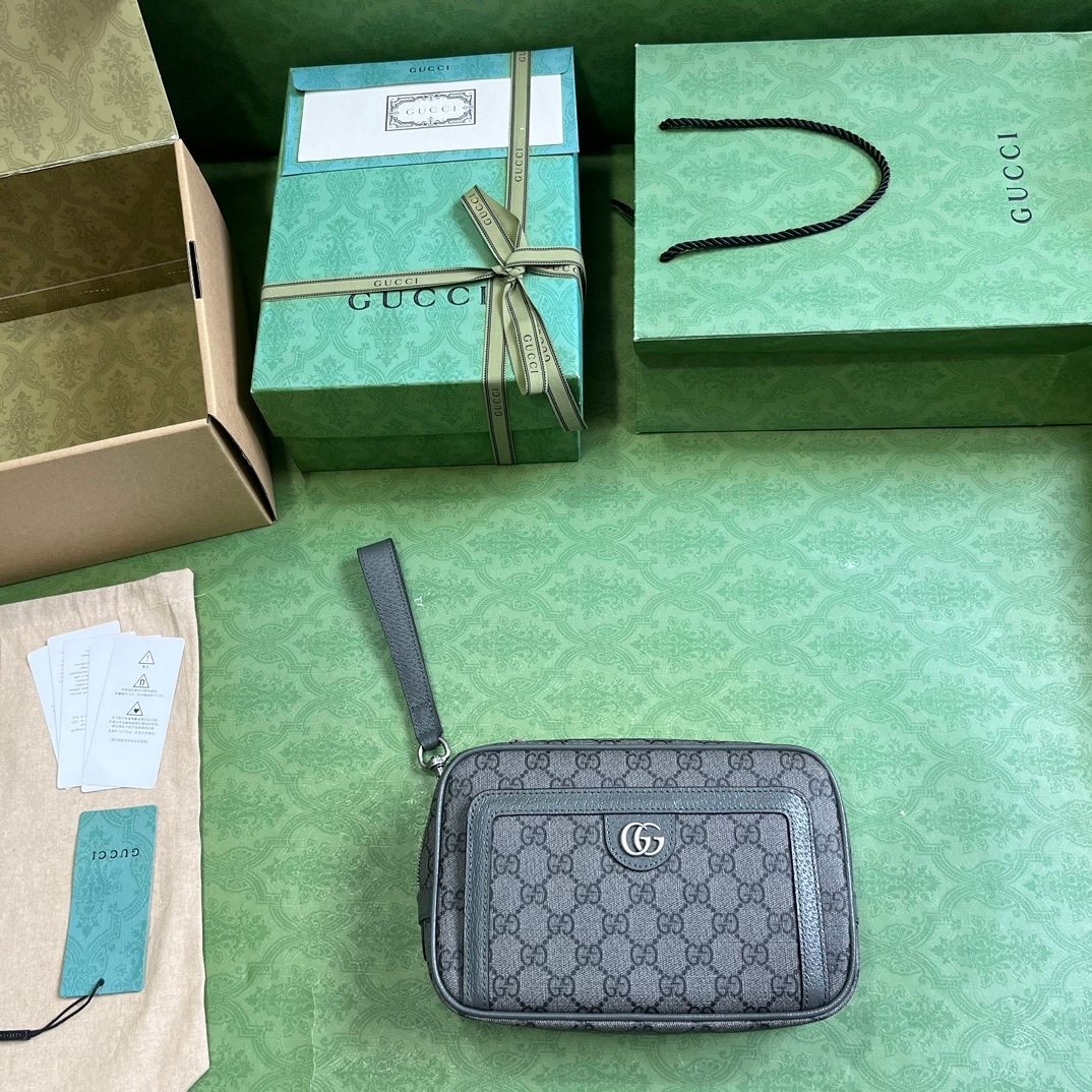 Gucci GG Supreme Canvas Wristlet Clutch