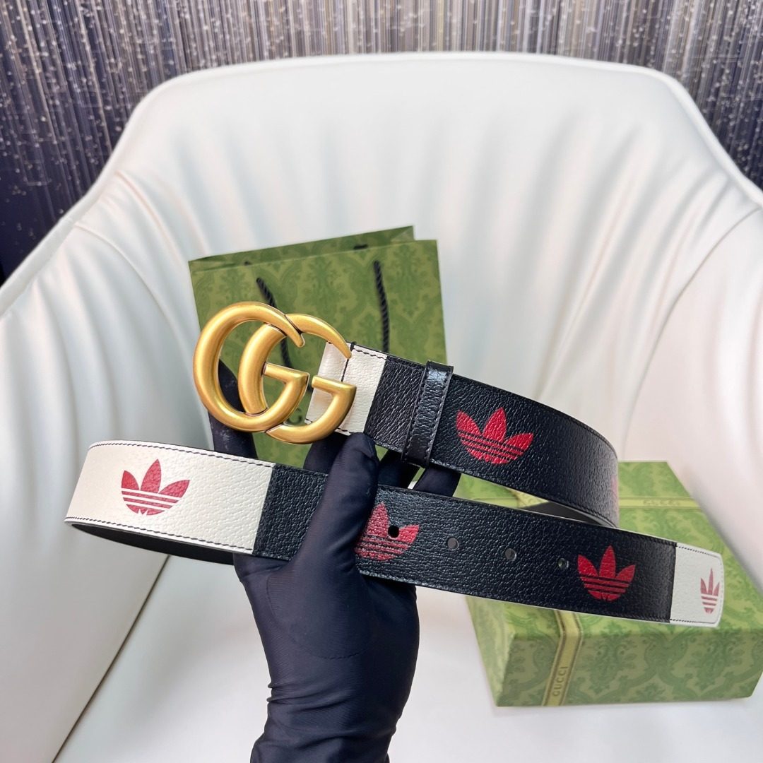 Gucci GG Marmont Leather Belt with Adidas Logo