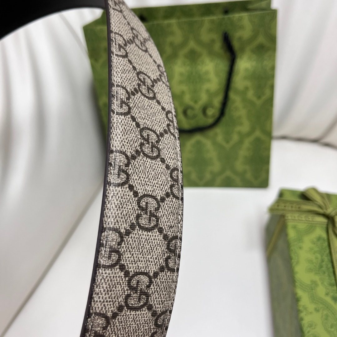 Gucci GG Monogram Canvas Leather Belt