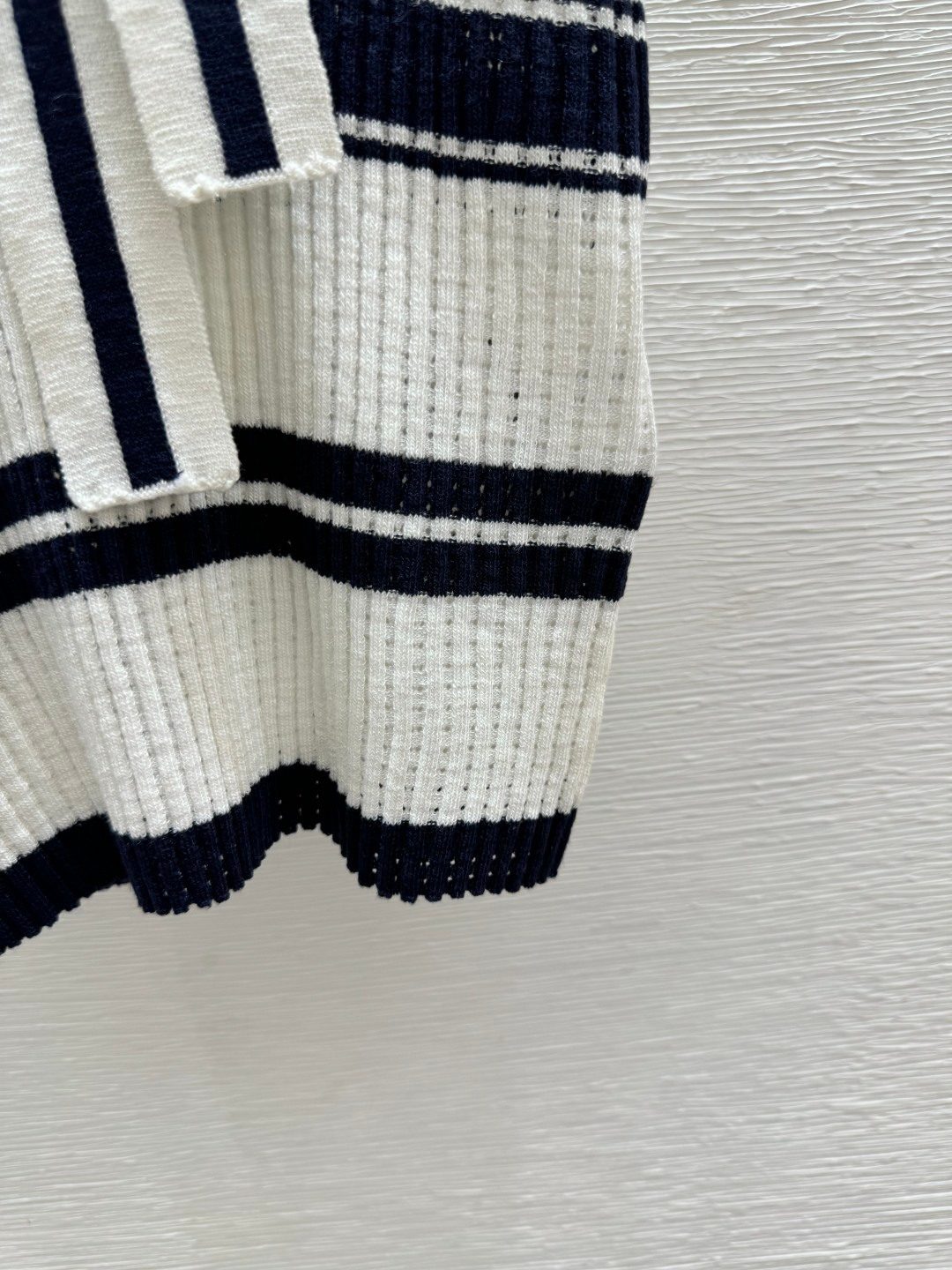 Miu Miu Striped Sailor Collar Knit Cardigan